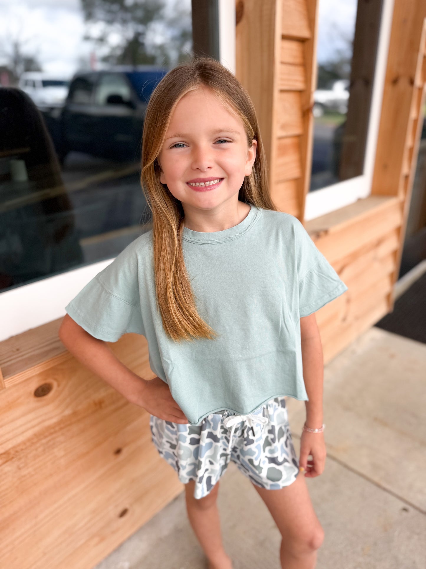 Youth Local Girl Boxy Crop SS Tee - Jade