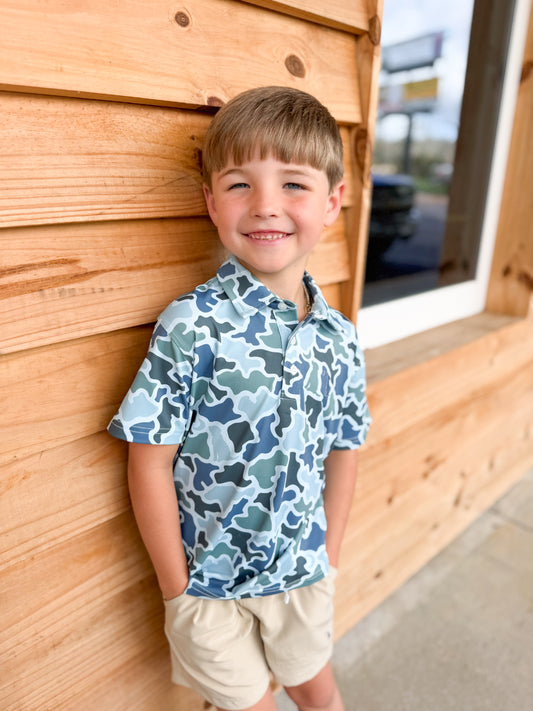 Youth Dirty Myrtle Polo - Blue Dog & Moon Camo