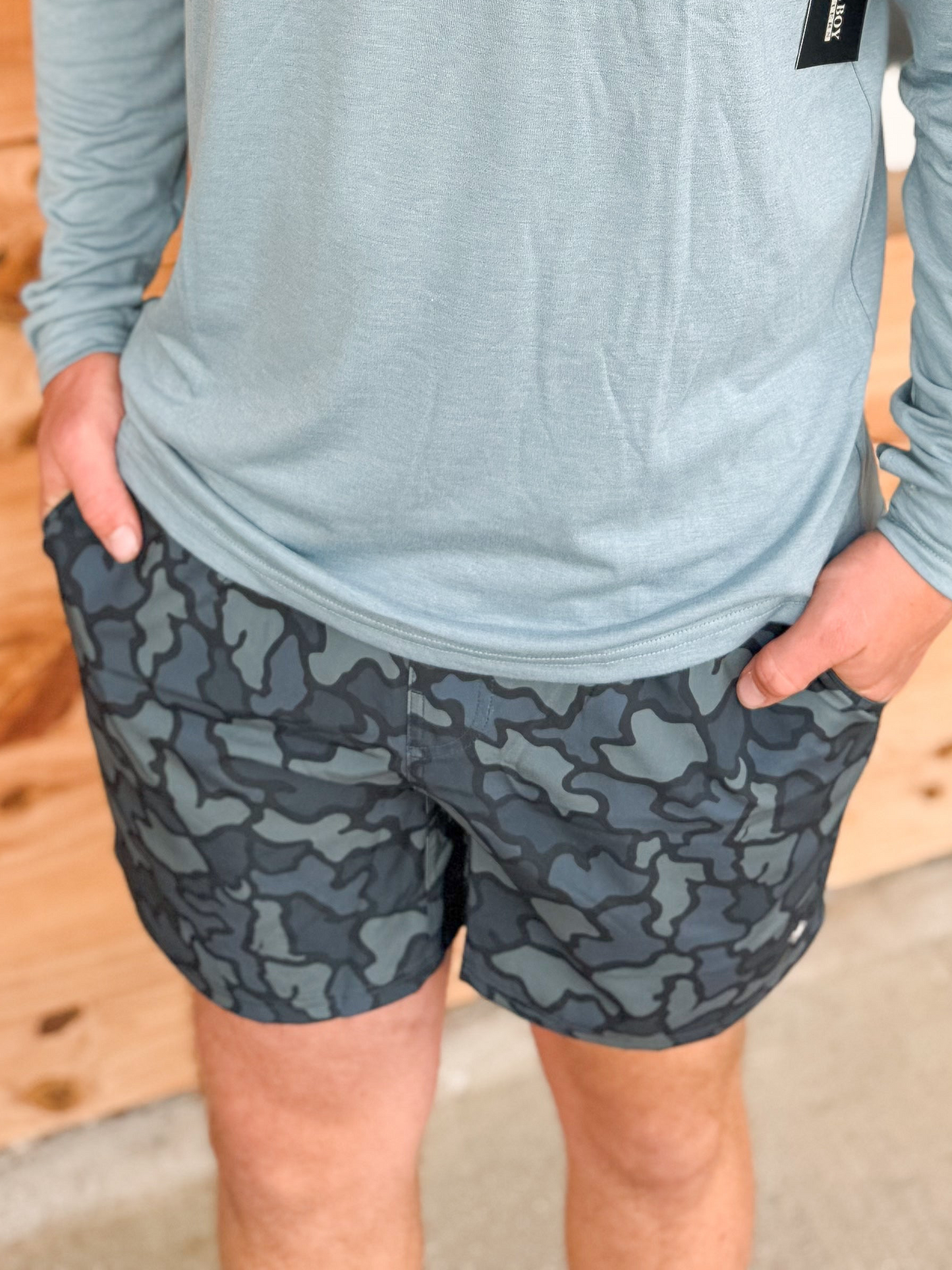 Local Boy Volley Shorts - Black Dog & Moon Camo