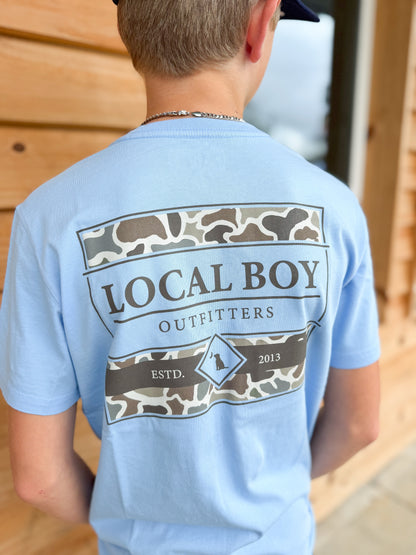 Youth Local Boy LCF Framed Fill SS Tee- Washed Denim