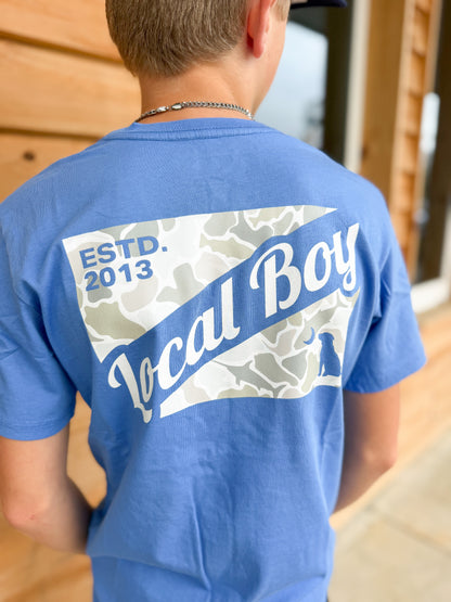 Youth Local Boy Camo Flag Saltwater SS Tee- Marina