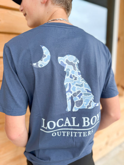 Youth Local Boy Distressed LCF Cobalt Dog & Moon SS Tee - China Blue