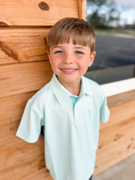 Youth Local Boy Palms Polo - Aqua/White