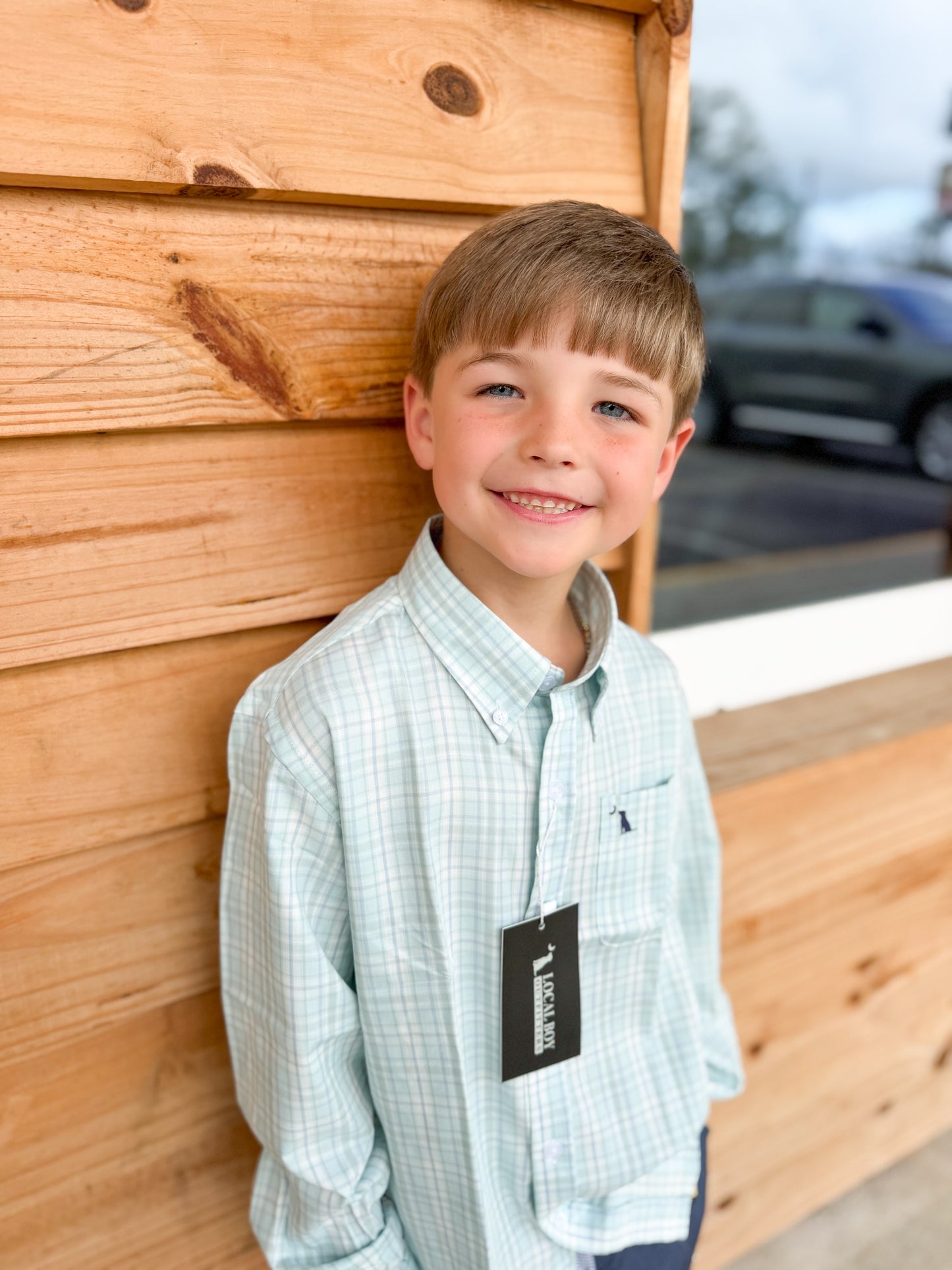 Youth Local Boy Sherry Dress Shirt - Mist/Teal/Light Blue
