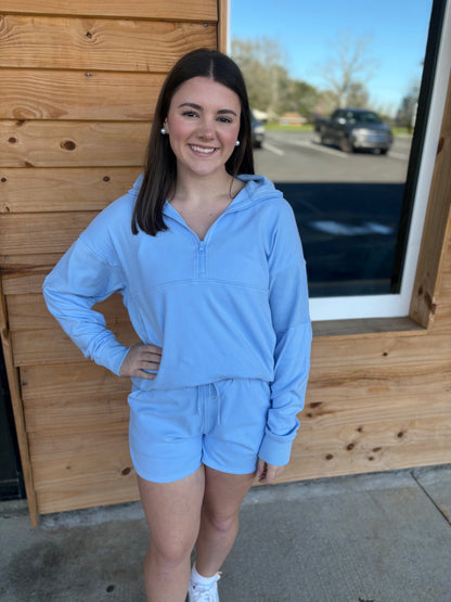 Local Girl Velvet Fleece Quarter-Zip - Periwinkle