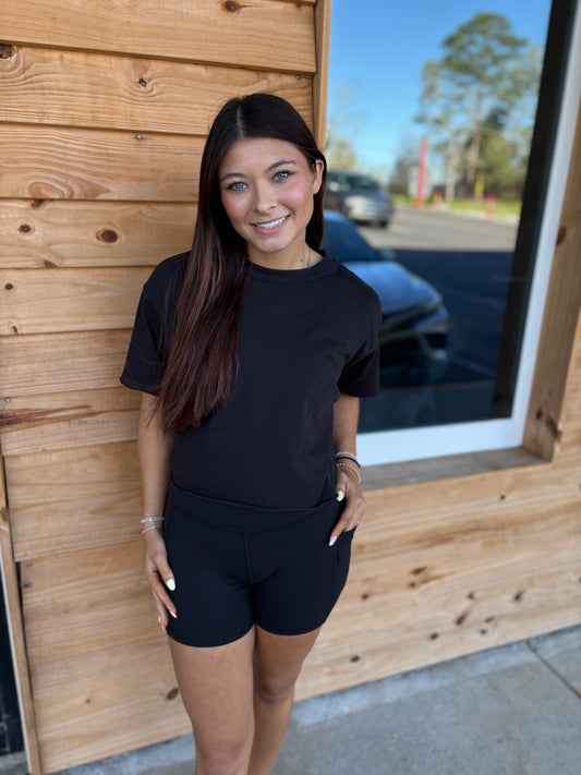 Local Girl Boxy Crop SS Tee - Black