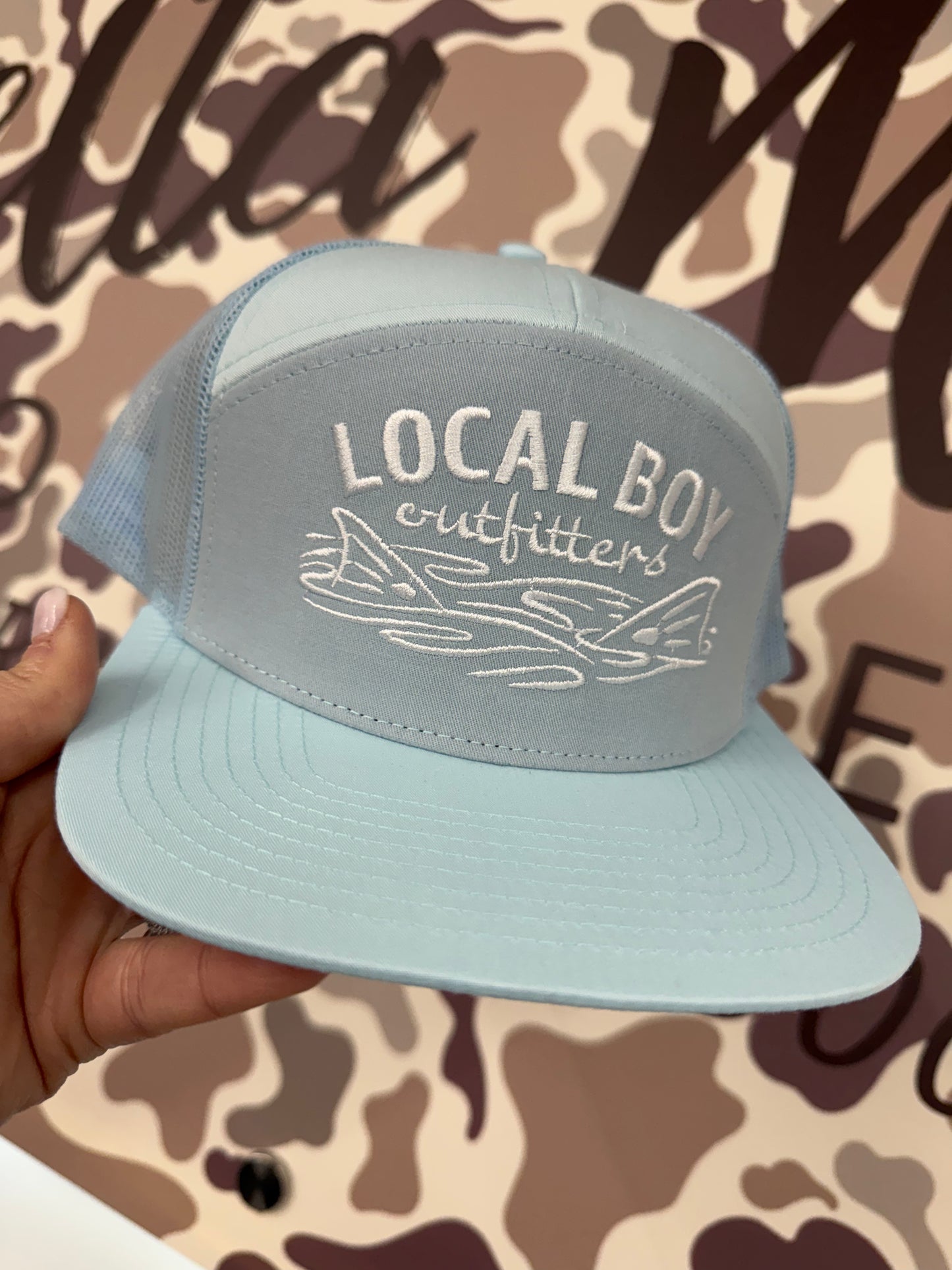 Local Boy Fish Tails 7 Panel Hat - Light Blue Sky