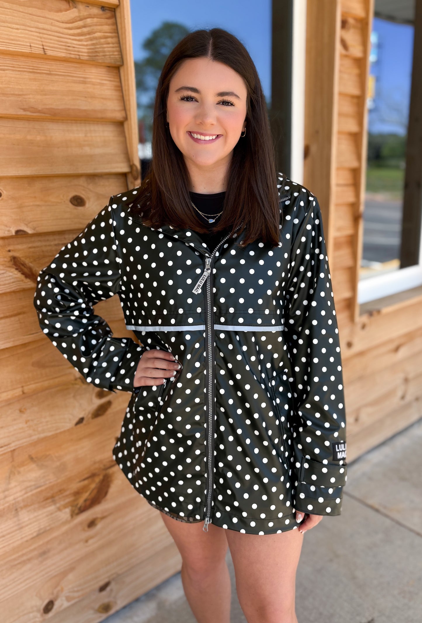 Lulu Mac Raincoat Polka Dot Black/white