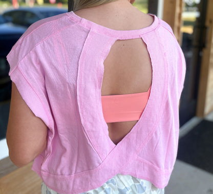 Boxy Crew Neck Top: PINK