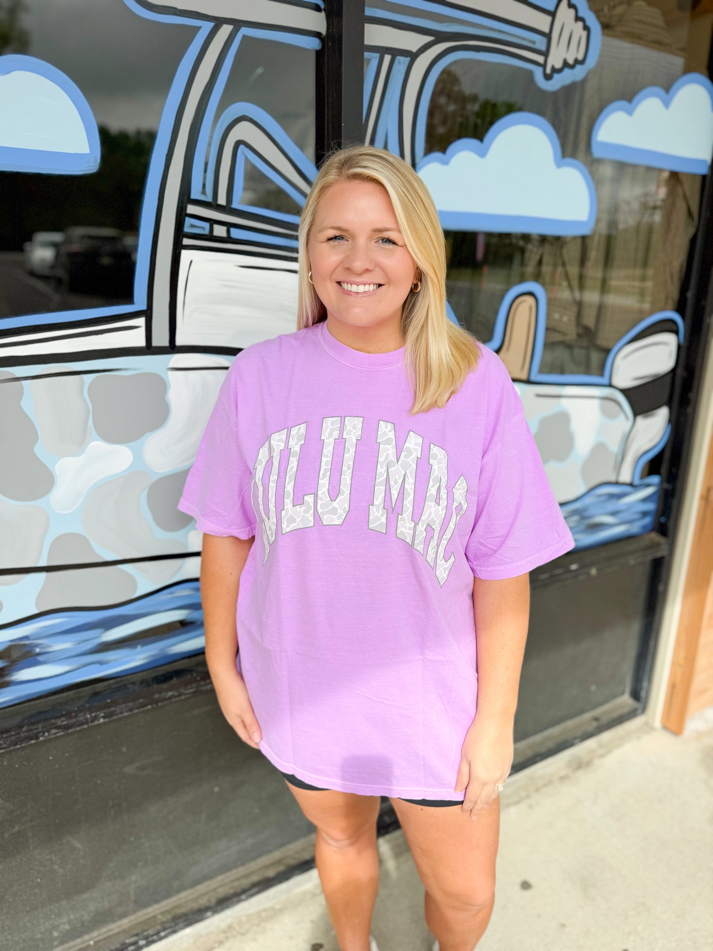 Lulu Mac Camo Adult Neon Violet Comfort Colors Tee
