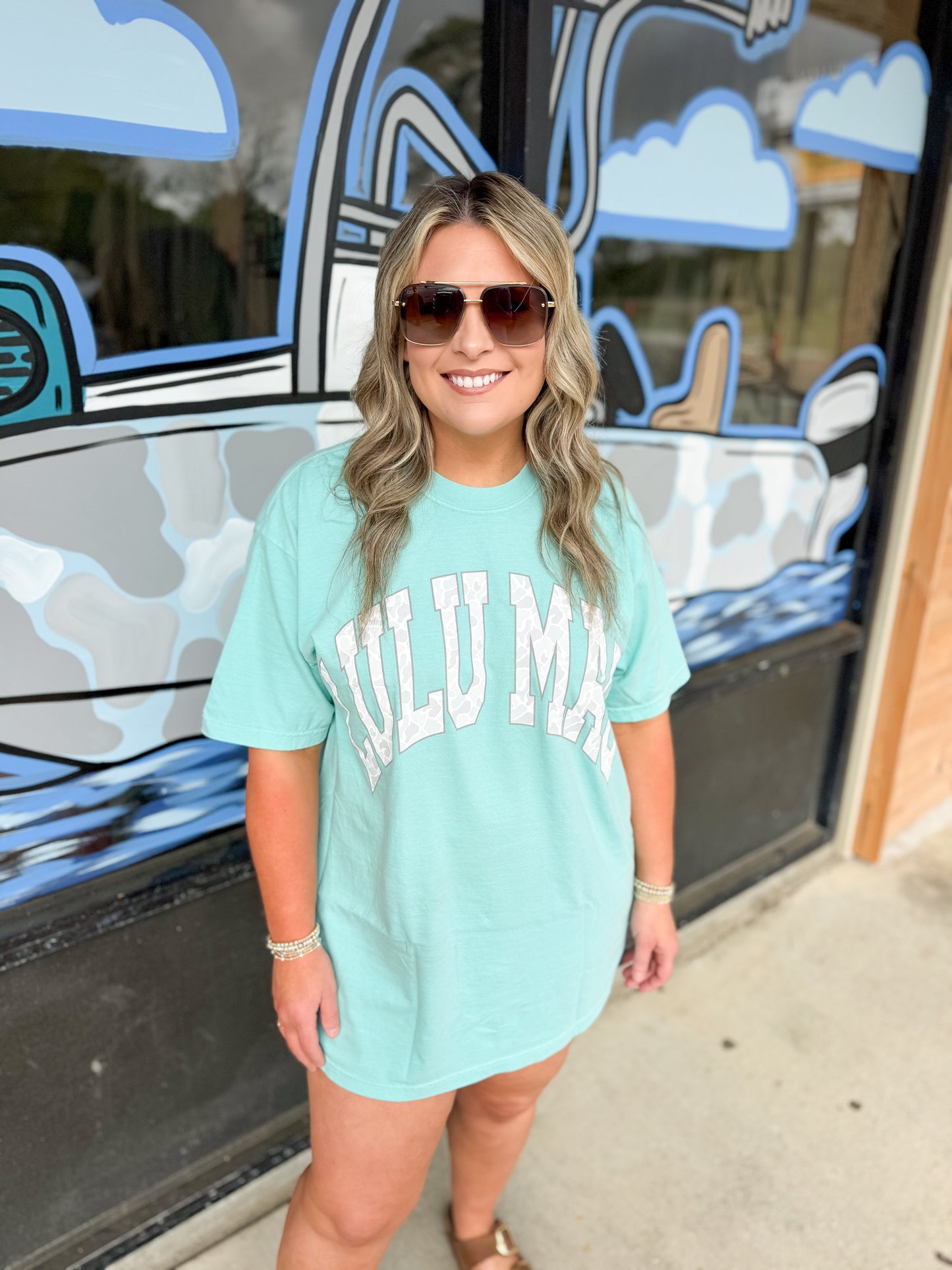 Lulu Mac Camo Chalky Mint Adult Comfort Colors Tee