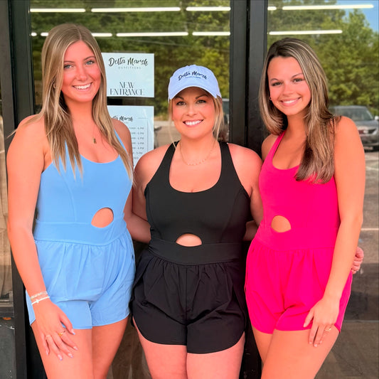 NP70880-Front Cutout Romper Activewear W/ Pantie Lining: SKY