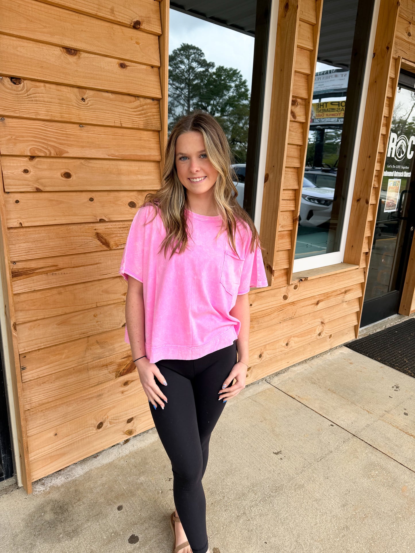 HALO WASHED OVERSIZED TOP - Pink - CTW-3567A5