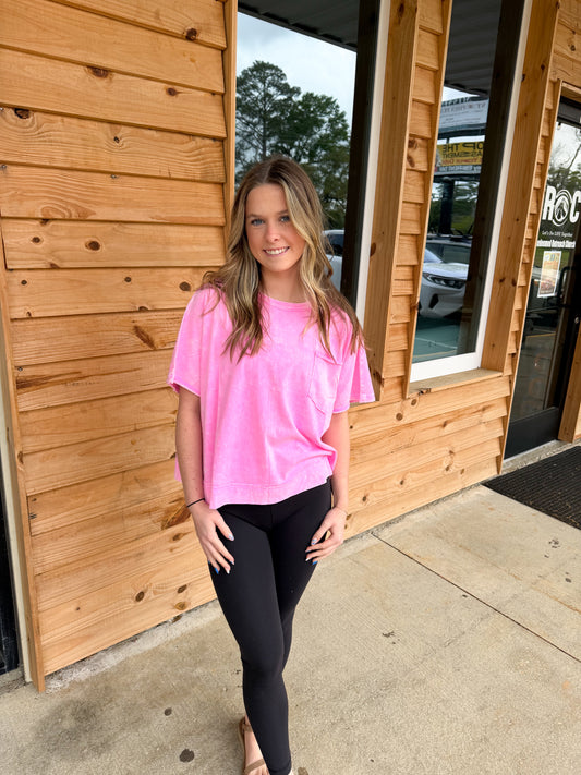 HALO WASHED OVERSIZED TOP - Pink - CTW-3567A5