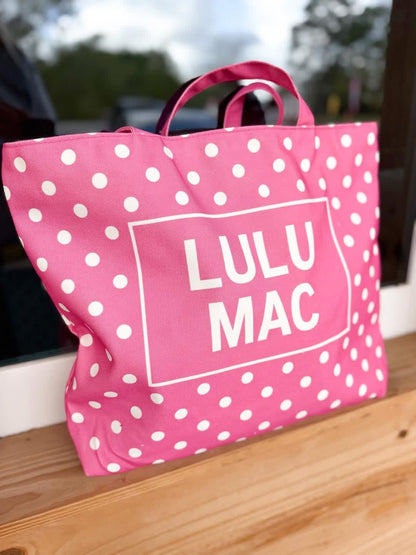 Lulu Mac Canvas Tote PD-BG-1002-White Dot on Hot Pink