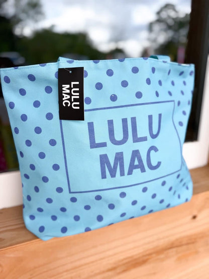 Lulu Mac Canvas Tote PD-BG-1002-Navy Dot on Blue