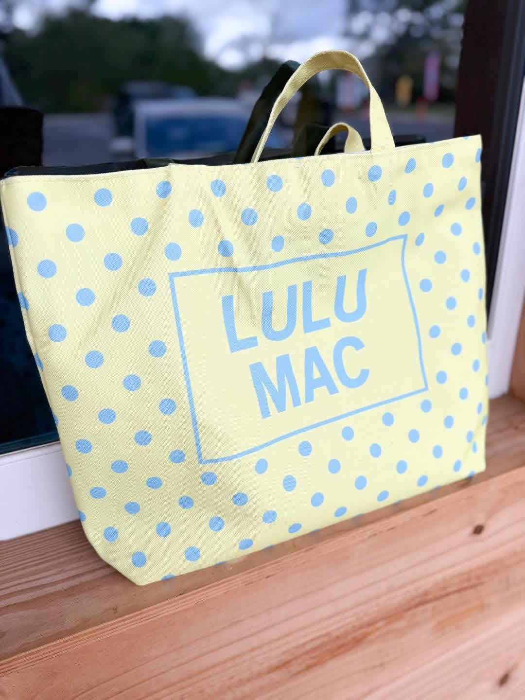 Lulu Mac Canvas Tote PD-BG-1002-Blue Dot on Yellow
