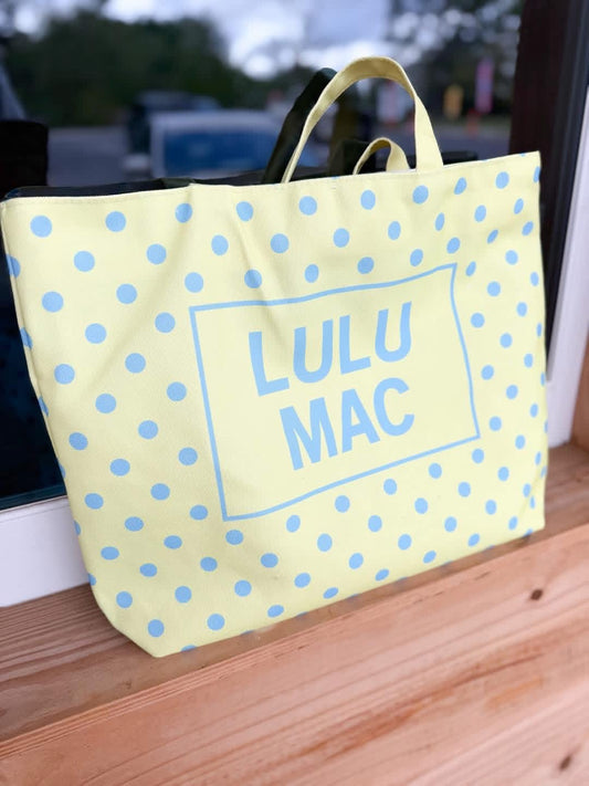 Lulu Mac Canvas Tote PD-BG-1002-Blue Dot on Yellow