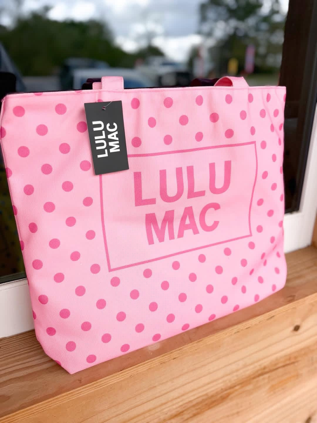 Lulu Mac Canvas Tote PD-BG-1002-Hot Pink Dot on Light Pink