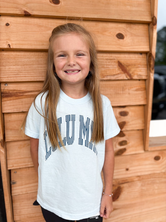 Lulu Mac Stripe Chambray Youth Comfort Colors Tee