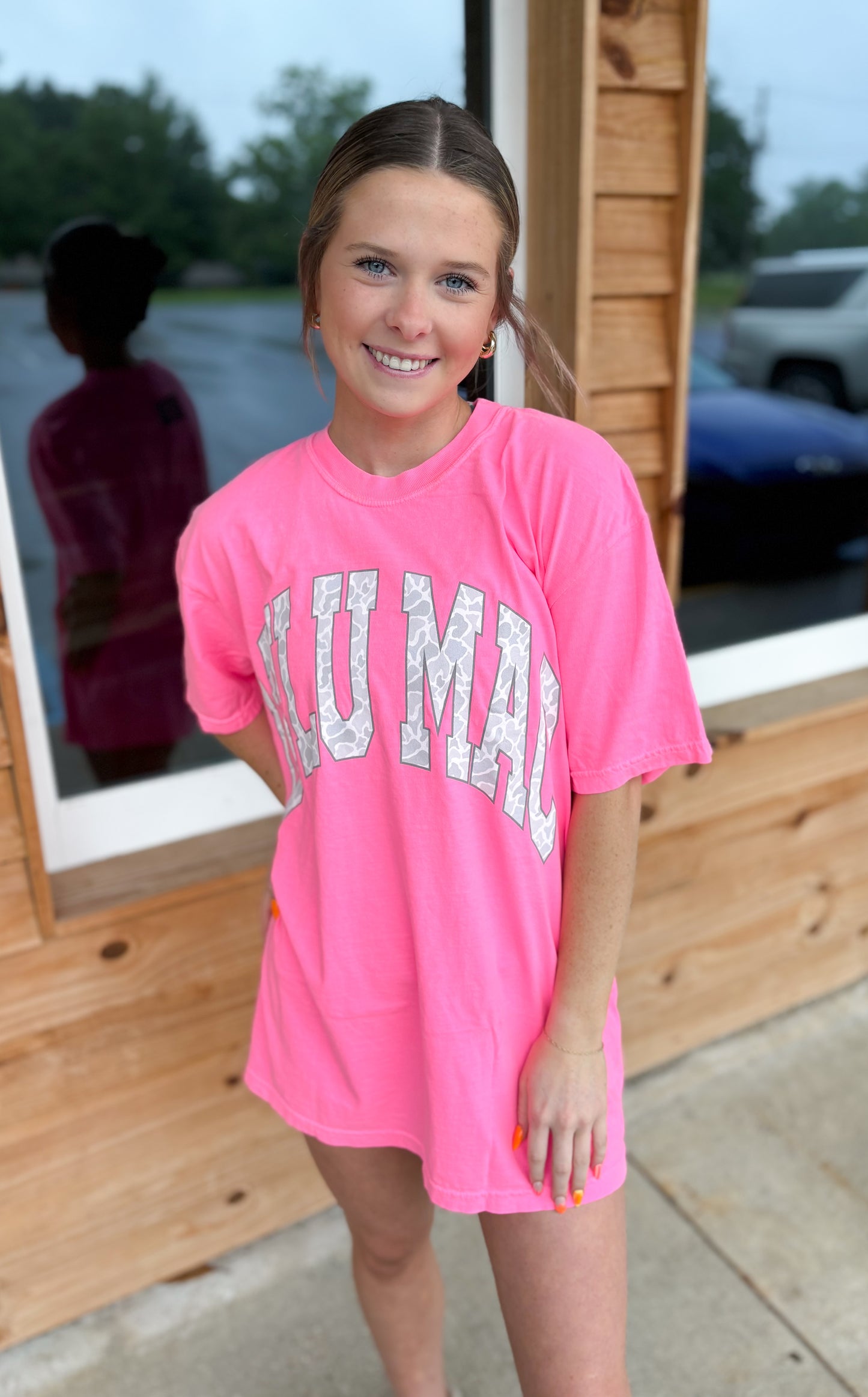 Lulu Mac Camo Adult Neon Pink Comfort Colors T-Shirt