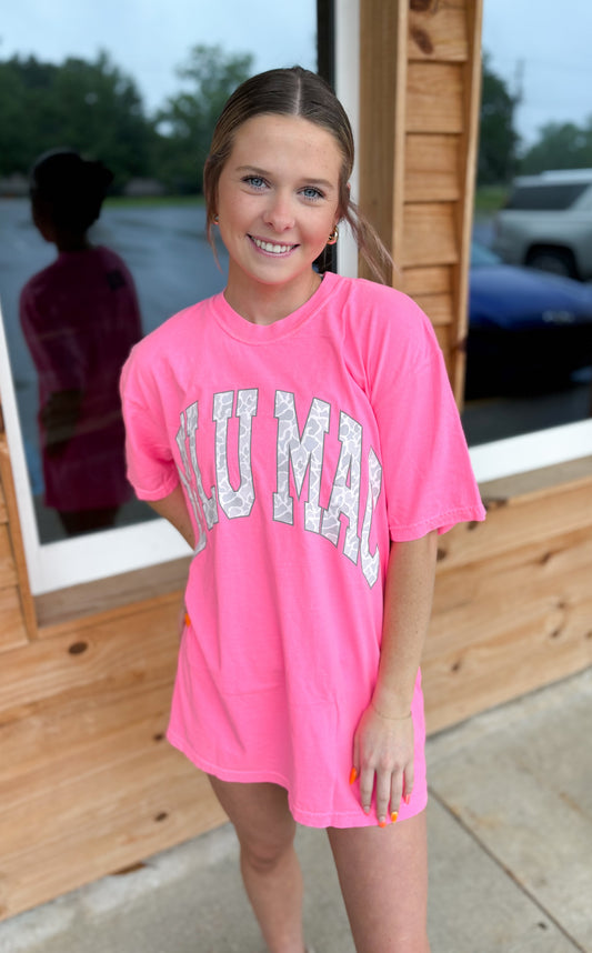Lulu Mac Camo Adult Neon Pink Comfort Colors T-Shirt