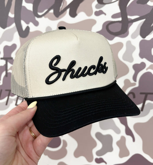 Shucks Natural & Black Mesh Trucker Hat