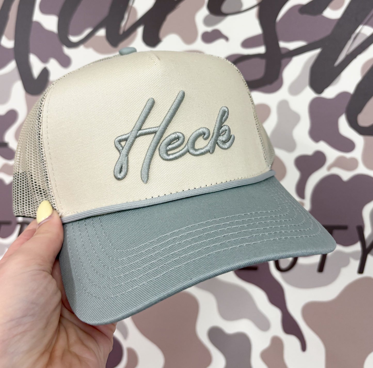 Heck Natural & Grey Mesh Rope Trucker Hat