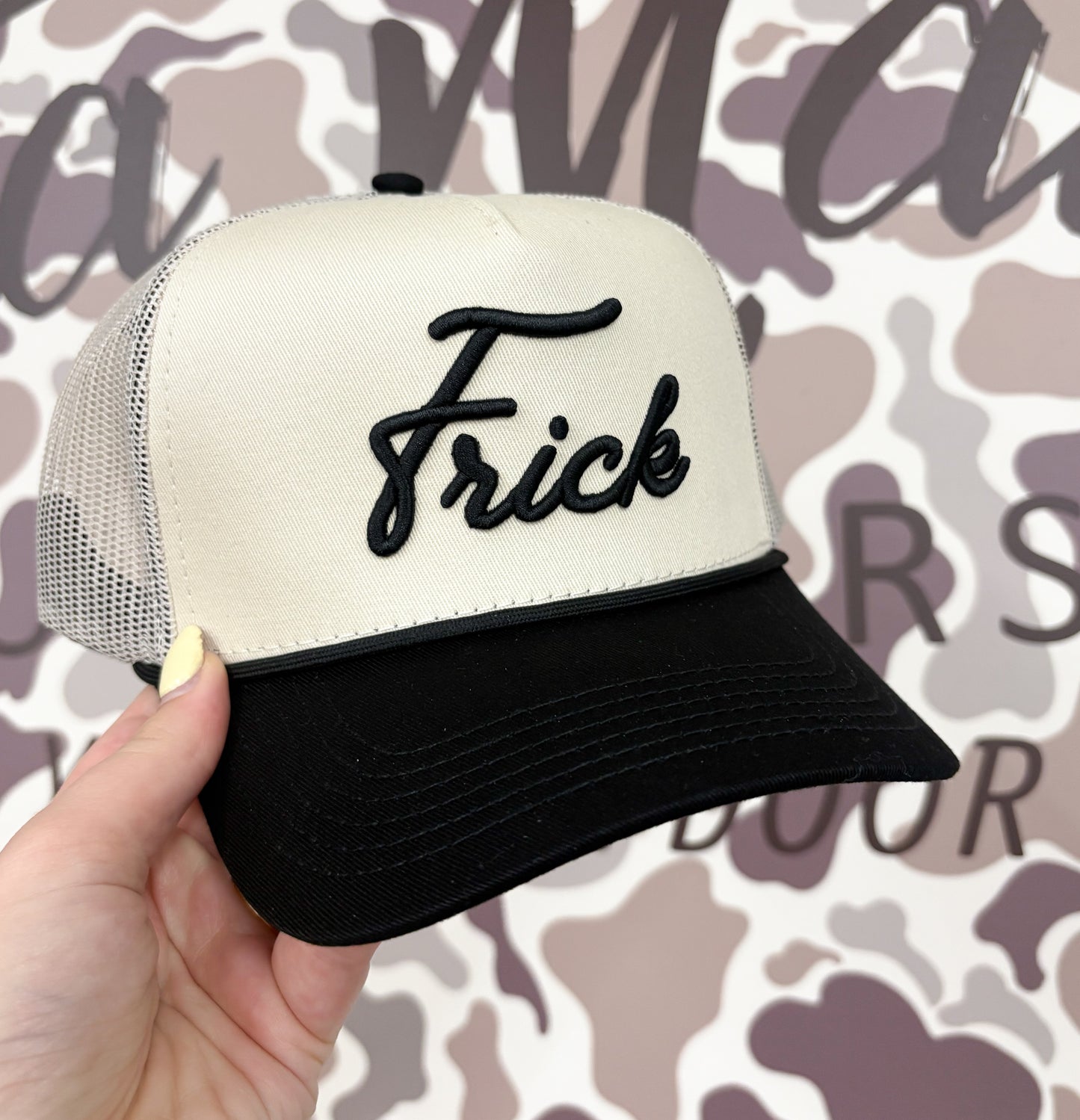 Frick Natural & Black Mesh Rope Trucker Hat