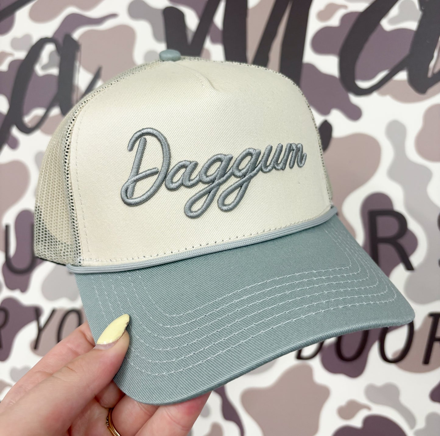 Daggum Natural & Grey Mesh Rope Trucker Hat