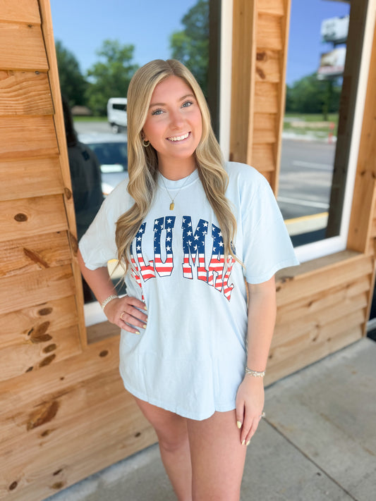 Lulu Mac Stars & Stripes Adult Chambray Comfort Colors T-Shirt