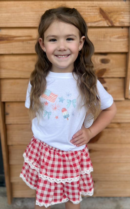 Patriotic Watercolor Short Sleeve T-Shirt - Fourth of July