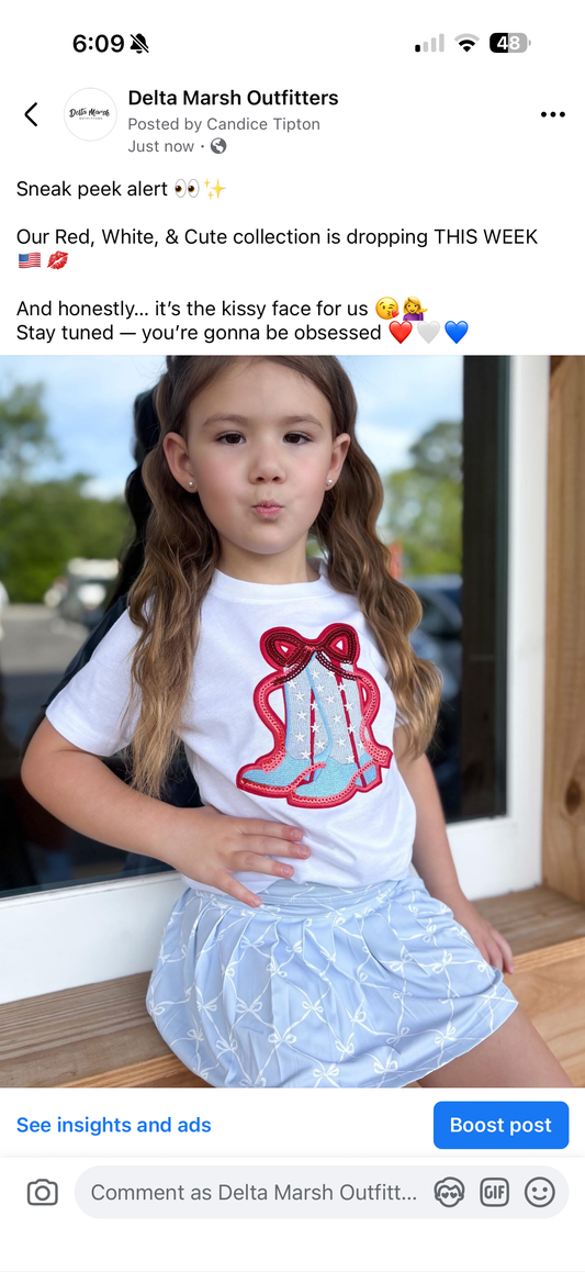 Patriotic Cowgirl Patch Short Sleeve T-Shirt -Fourth of July