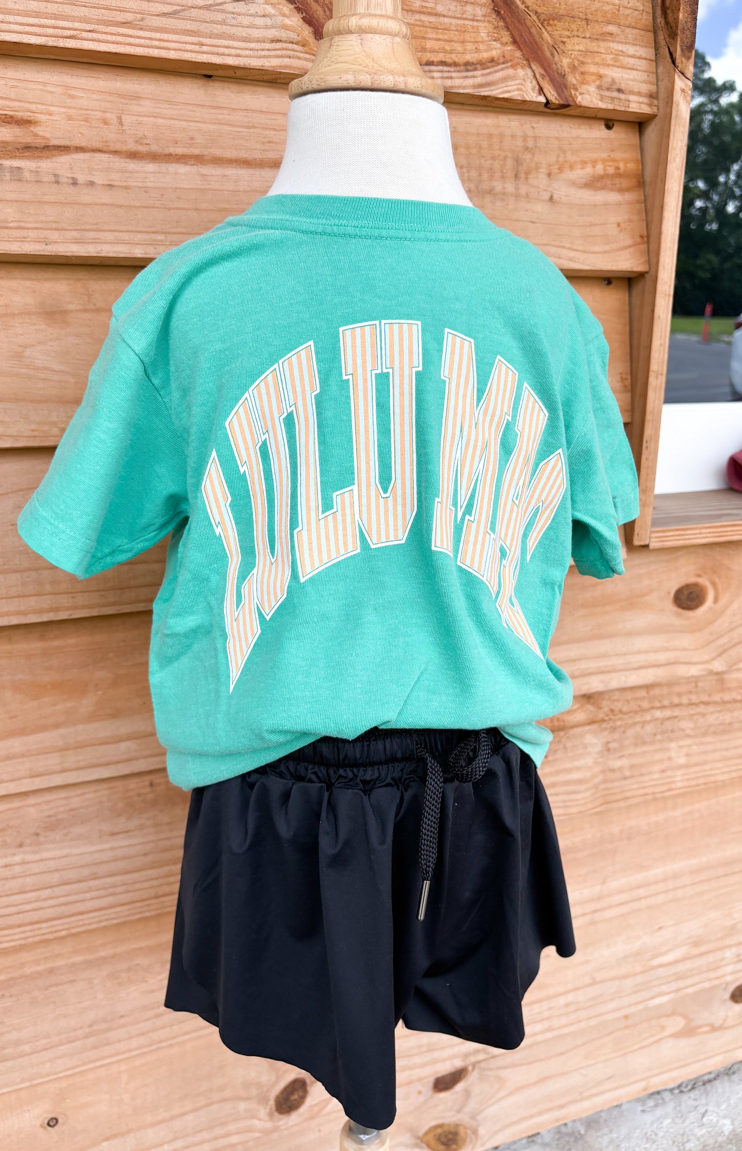 Youth Lulu Mac Stripe Cream Sickle Sky/Island Green Comfort Colors T-Shirt