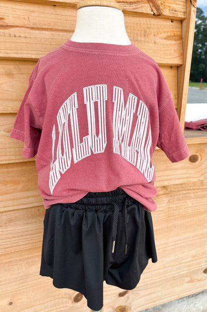Youth Lulu Mac Stripe Crimson Comfort Colors T-Shirt