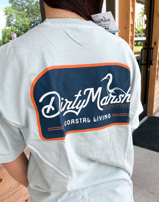 Dirty Marsh Shoreline Badge Tee | Ice Blue