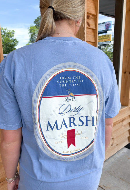 Dirty Marsh Beer Label Tee | Washed Denim