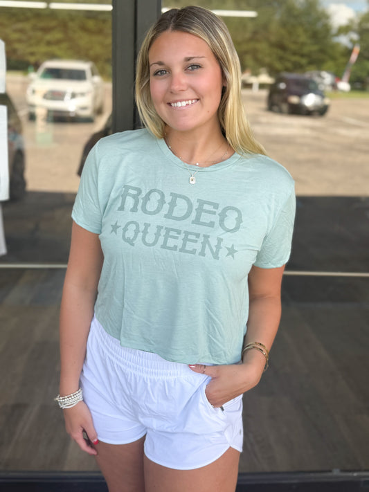 Delta Marsh "Rodeo Queen" Cropped T-shirt - Dusty Blue