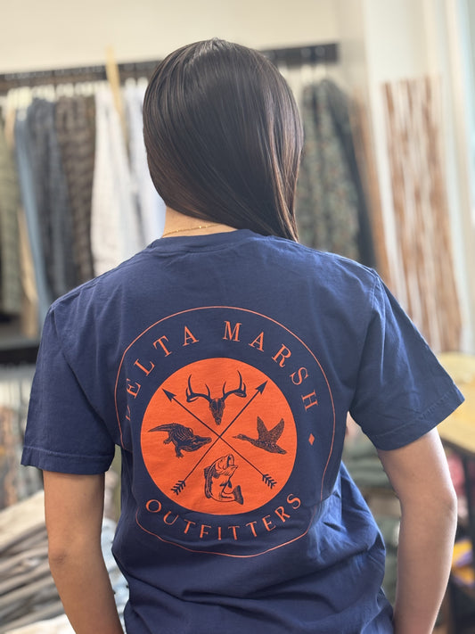 Delta Marsh Outfitters OG Logo - Navy/Orange - Collegiate