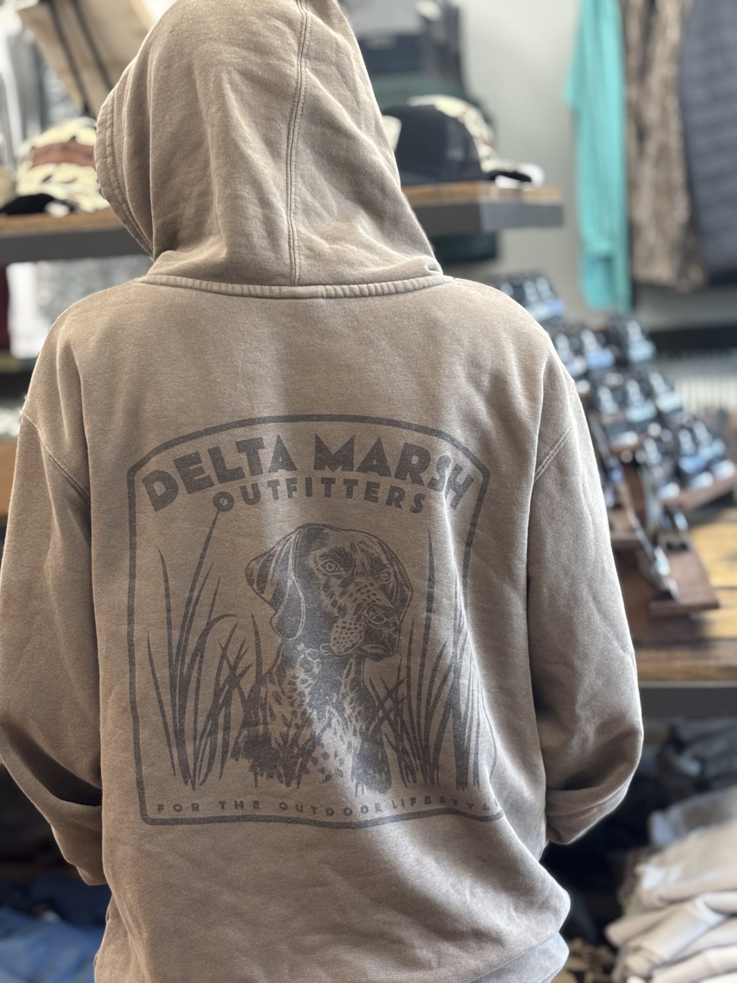 Chocolate Delta Marsh Outfitters Hoodie - Dog Logo