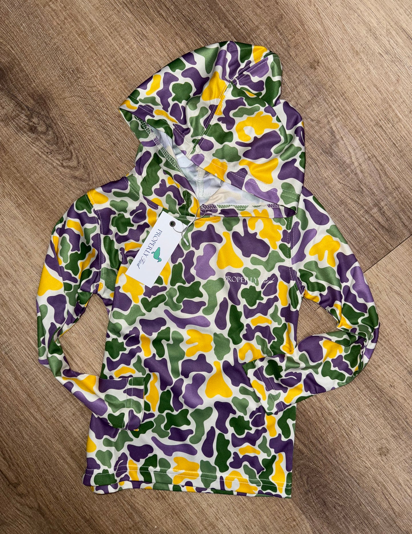 Properly Tied Boys Sportsman Performance Hoodie Mardi Gras Camo