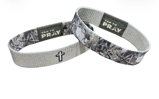 Tap To Pray® Wristband – Forest Camo -Smoke