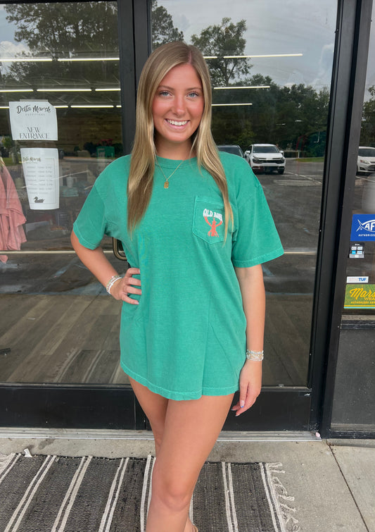 Old Row Crawdaddy Short Sleeve Pocket Tee - Island Green