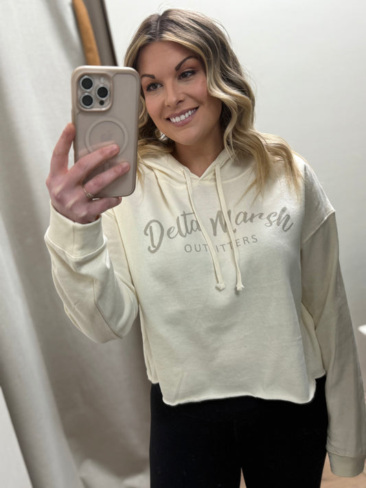 Bone - Delta Marsh Outfitters Cropped Hoodie