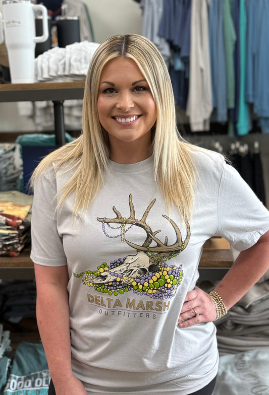 Delta Marsh Outfitters Beads & Bones Mardi Gras TShirt