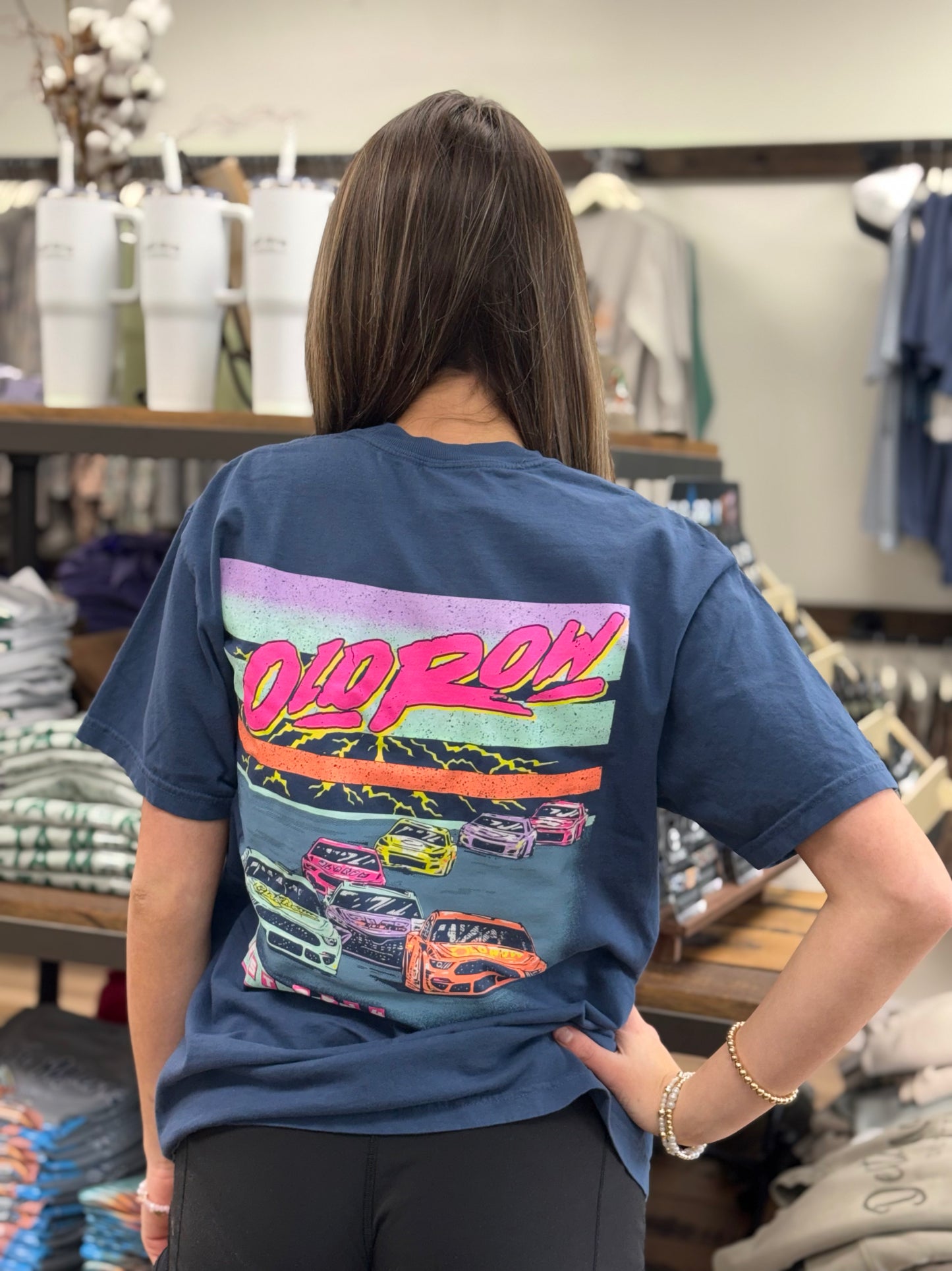 Old Row Neon Racing Pocket Tee - China Blue