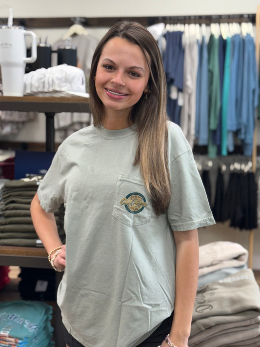Old Row 80s Camo Circle Pocket Tee - Light Green