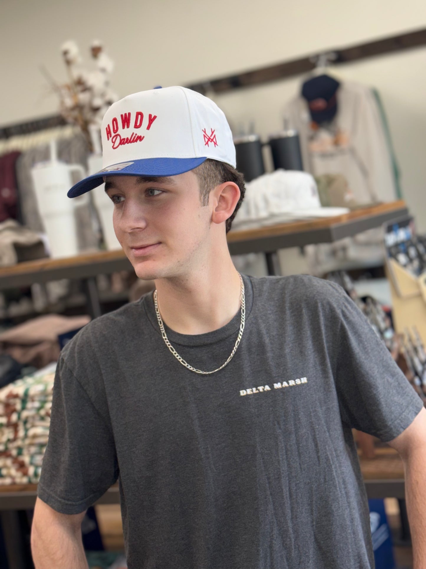 MHC Howdy Darlin Trucker Hat: Royal/White Otto