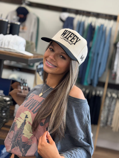 MHC Wifey Material Trucker Hat: Black/Natural Otto