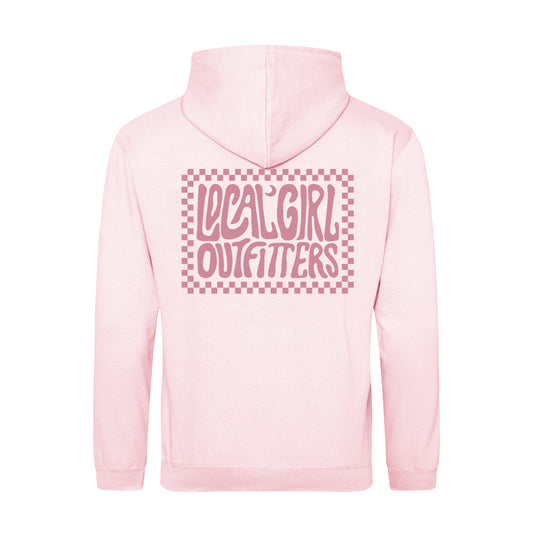 Youth Local Girl BWH Hoodie - Checkered Charm - Baby Pink